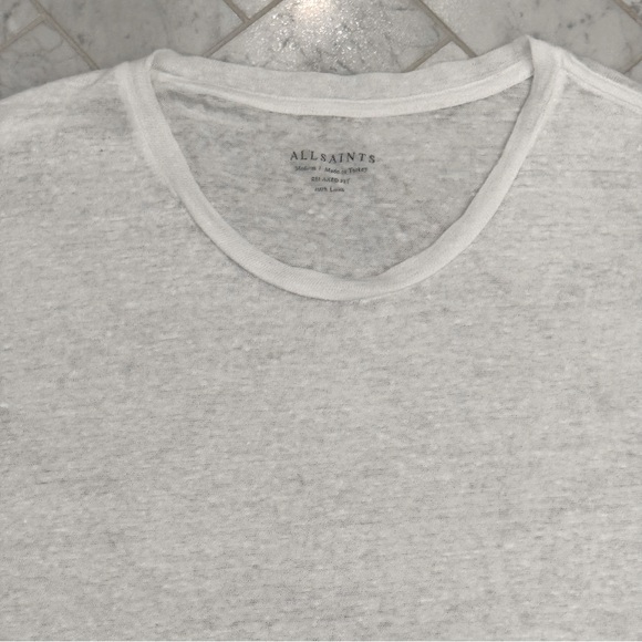 ALL SAINTS Avery Crewneck Linen T-shirt - Picture 5 of 6